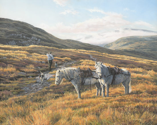 Stalking Ponies / Highland Garrons Picture -  Oil Painting by Martin Ridley