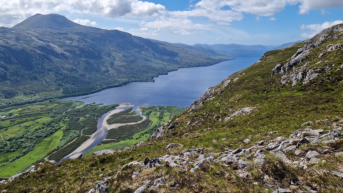 Views from Beinn a’ Mhuinidh down the length of Loch Maree
