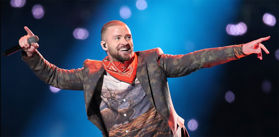 Justin Timberlake wearing a shirt designed by Stella McCartney using a painting by Martin Ridley.